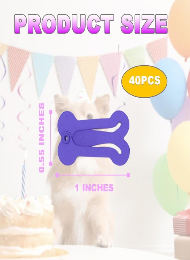 CUTEABC Dog Hair Clips, 40 PCS Cat Hair Clips,1 Inch Dog Bone Hair Clips,Small Mini Snap Hair Clips,Cute Multicolor Puppy Dog Barrettes for Dog Cat Pet Grooming Bows Hair Decoration Accessories - Image 2