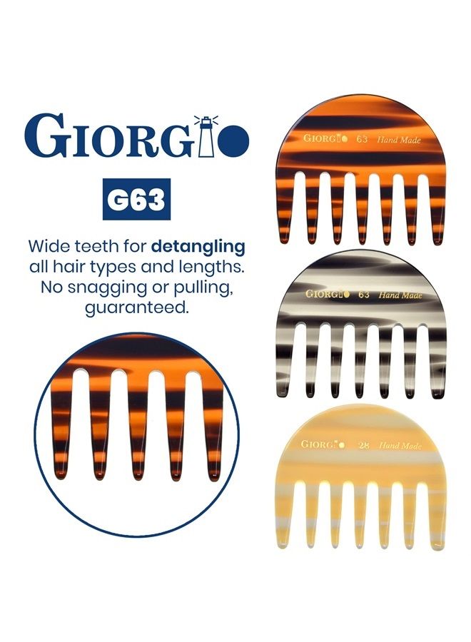 Giorgio Giorgio G63 Small Travel Purse Hair Detangling Comb, Pocket Wide Tooth Comb for Curly Hair, Thick Wavy. Hair Detangler Comb For Wet and Dry Everyday Care. Handmade of Cellulose, Saw-Cut Hand Polished - Image 4