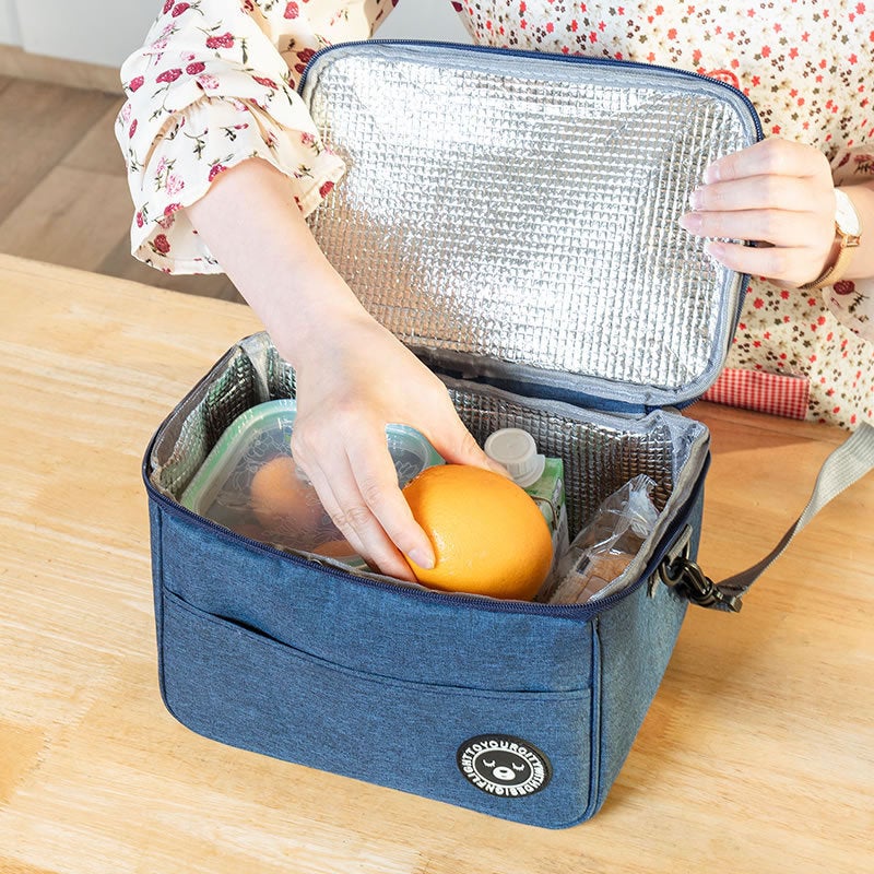 Insulated Lunch Bag Cooler Bag with Aluminum Foil Oxford Fabric Waterproof Large Capacity - Image 2
