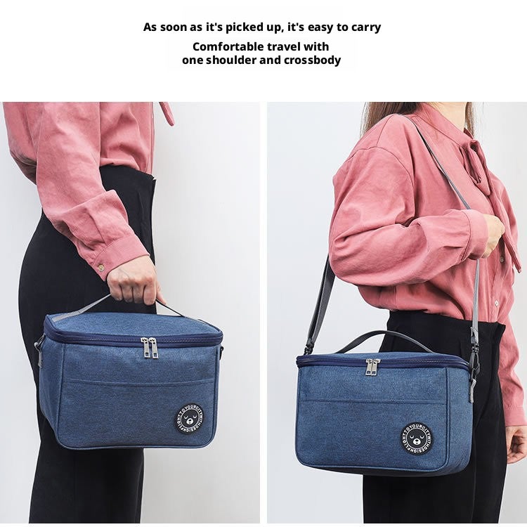 Insulated Lunch Bag Cooler Bag with Aluminum Foil Oxford Fabric Waterproof Large Capacity - Image 3