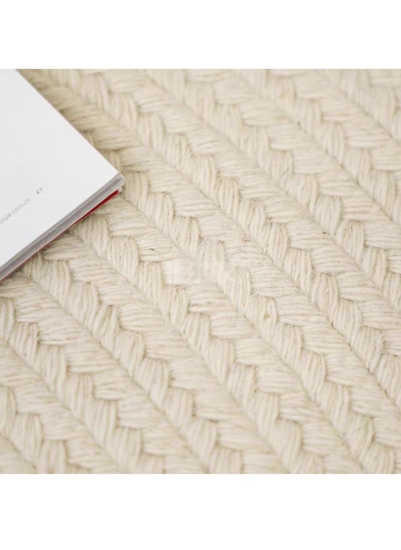 LINGWEI - Round Area Rug Carpet Beige 120x120cm - Image 1