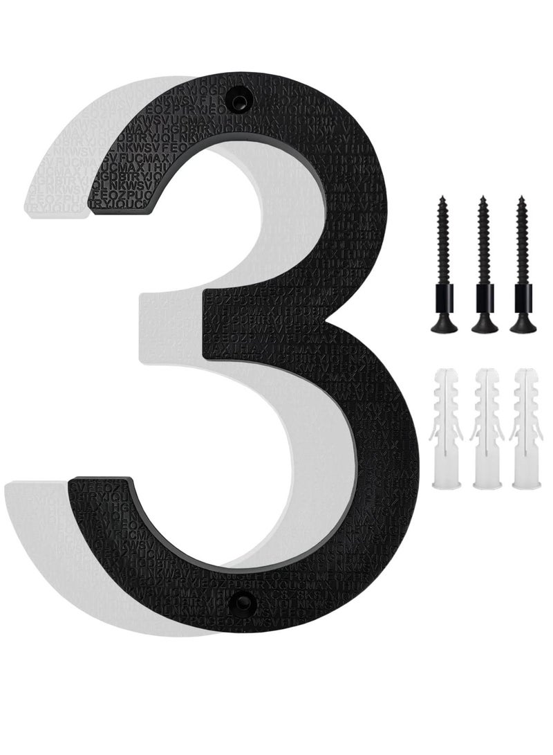 رات سو 8 بوصة أرقام البيت العائم لخارج أسود كبير مضاد للصدأ رقم المنزل مع الأظافر مجموعة وقالب سهل أن يتم خيانه لعنوان البيت الخارجي شارع بوابة الجراج المزرعة رقم 3. - Image 1