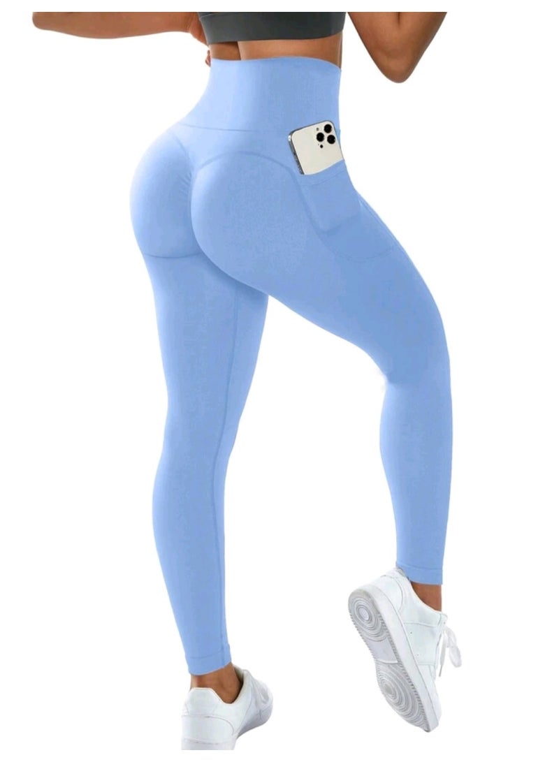 Sweet Cathy Seamless Yoga Pants High Waist Leggings 2 Side Pockets Sport Pants Tummy Control Scrunch Butt Lift Stretchable Tights Waist Compression Fitness Gym - Image 2