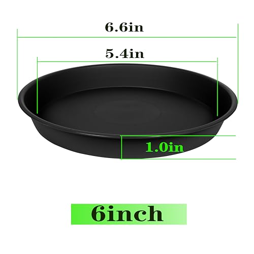 Angde 6 Packs of Plant Saucer Tray 6 inch, 4 5 6 8 10 12 14 16 18 20 inch Heavy Duty Plastic Drip Trays Saucers for Indoors Outdoor Garden, Flower Pot Drainage Tray, Plate for Planter 5-7" (6", Black) - Image 2