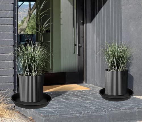 Angde 6 Packs of Plant Saucer Tray 6 inch, 4 5 6 8 10 12 14 16 18 20 inch Heavy Duty Plastic Drip Trays Saucers for Indoors Outdoor Garden, Flower Pot Drainage Tray, Plate for Planter 5-7" (6", Black) - Image 4
