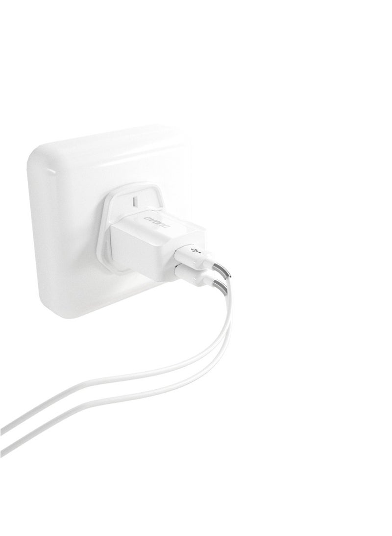 DUDAO INET wall charger with UK plug 2.4A Dual USB Charger With Cable Micro Combo Set-A2UK - Image 2