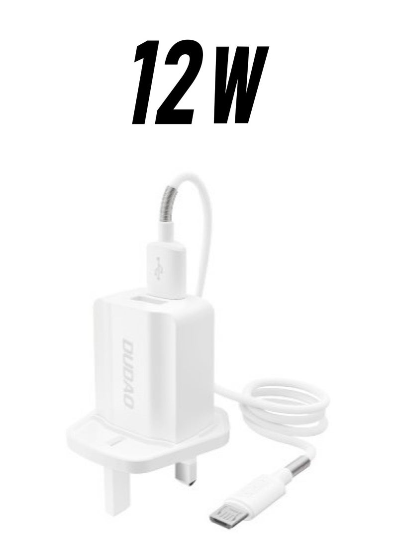 DUDAO INET wall charger with UK plug 2.4A Dual USB Charger With Cable Micro Combo Set-A2UK - Image 1