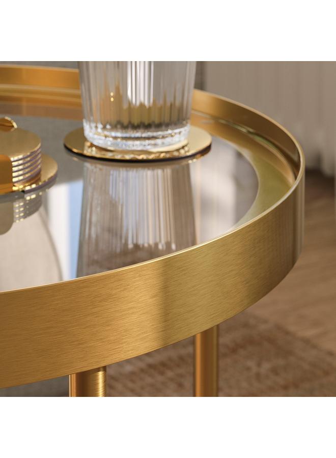 erorex Side Table, Gold Effect/Glass, 45 Cm - Image 4