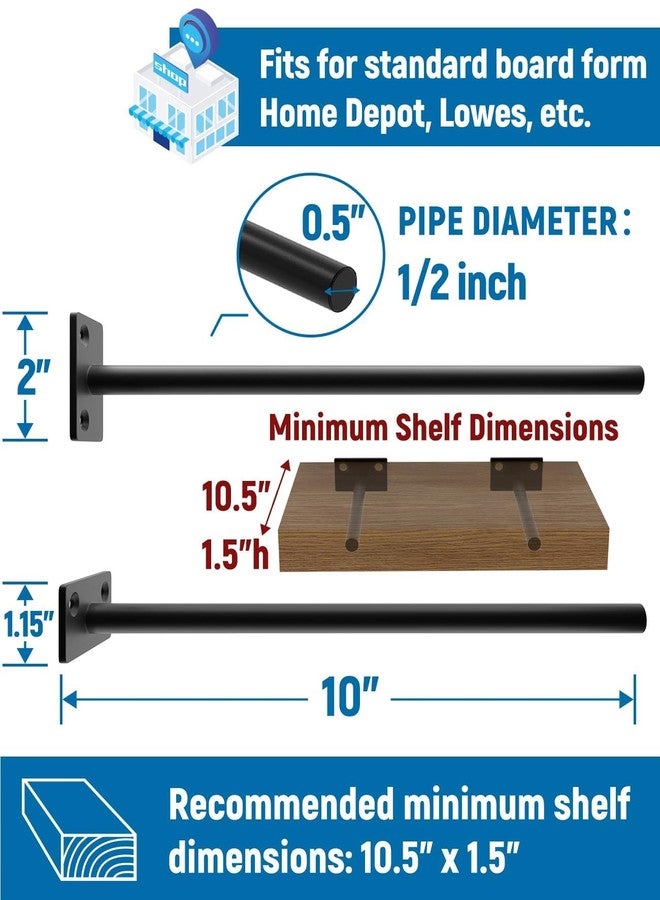 LEOPO Black 12 Pack-10 inch Floating Shelf Bracket, Concealed Shelf Support,Hidden Brackets for Floating Wood Shelves - Image 3