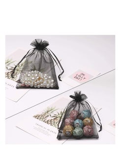 MARKQ 100 Pieces Organza Bags with Drawstrings | 9 X 12 cm Organza Bags for Jewelry Pouches, Candies and Wedding Party | Eid Christmas Bags for Gifts | Organza Gift Bags | Goody Bags (Black)  - Image 4