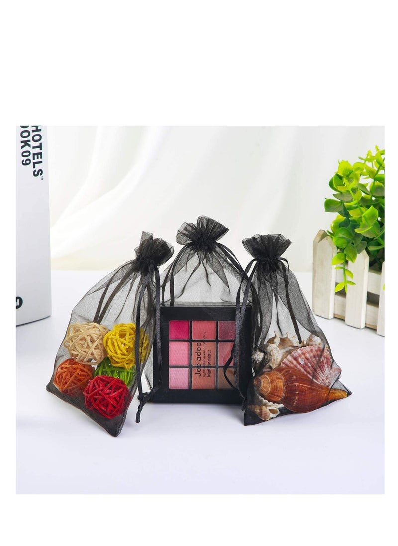 MARKQ 100 Pieces Organza Bags with Drawstrings | 9 X 12 cm Organza Bags for Jewelry Pouches, Candies and Wedding Party | Eid Christmas Bags for Gifts | Organza Gift Bags | Goody Bags (Black)  - Image 5