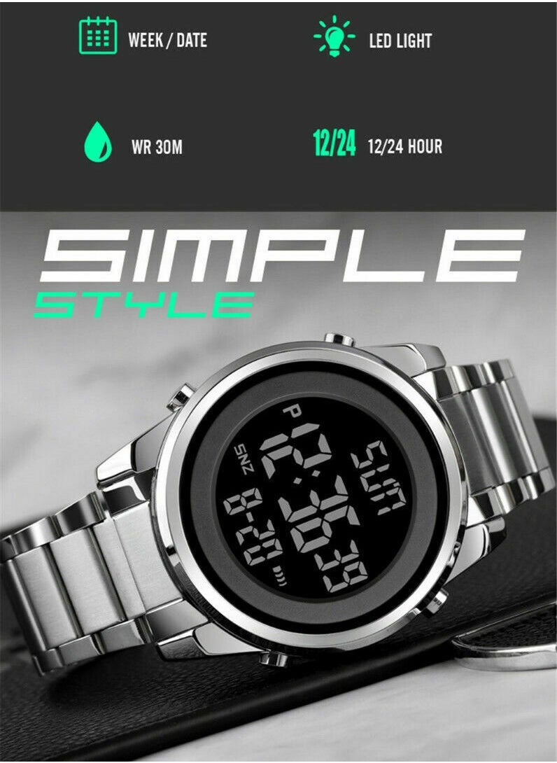 SKMEI - Men's Digital Business Watch - 52 mm - Silver - Image 1