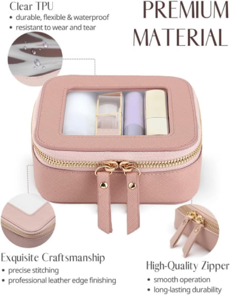 FASAOH Small Clear Makeup Bag Travel Cosmetic Case, Portable Make Up Organizer Traveling Compact Car Bag for Essentials Transparent Toiletry Bag with Zipper - Image 3