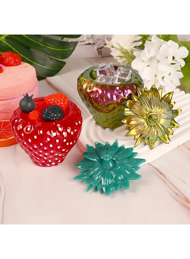 Milky Strawberry Silicone Mold With Lid Food Grade DIY Resin Mould For Jewelry Candy Box - Image 3
