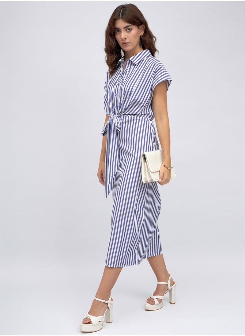 Dennis Lingo Blue Dress for Women - 100% Cotton, Regular Fit  - Image 3