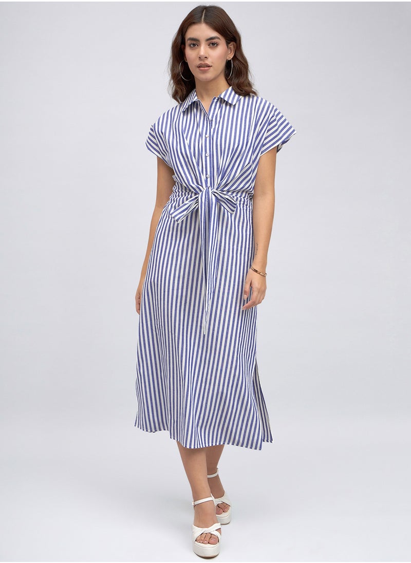 Dennis Lingo Blue Dress for Women - 100% Cotton, Regular Fit  - Image 2