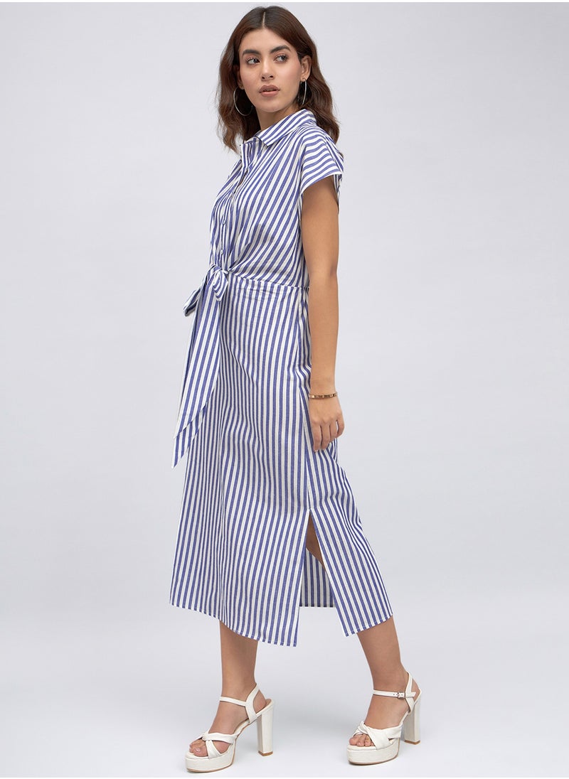 Dennis Lingo Blue Dress for Women - 100% Cotton, Regular Fit  - Image 4