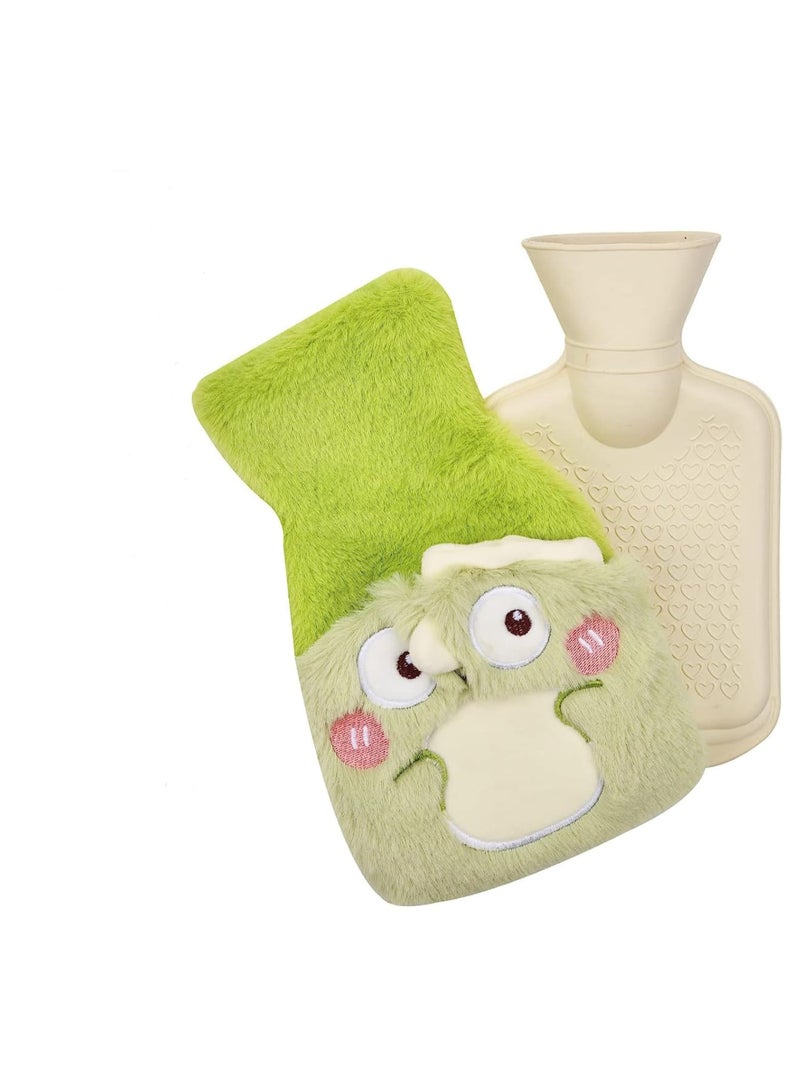 Zikra Furry Hot Water Bag, Hot Water Bottle Body Warmer with Soft Cover, Fluffy Fleece Cover Water Bag, Hand Feet Warmer Neck and Shoulder Pain Menstrual Cramps Relief (Green) - Image 1