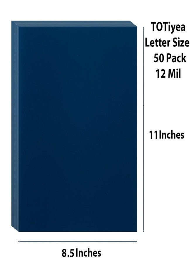 TOTiyea 50 Pack 12 Mil Poly Binding Covers, Sand Texture Binding Presentation Covers, Plastic Binding Covers, Square Corners, Un-Punched (8.5 x 11 Inches, Letter Size, Navy Color) - Image 2