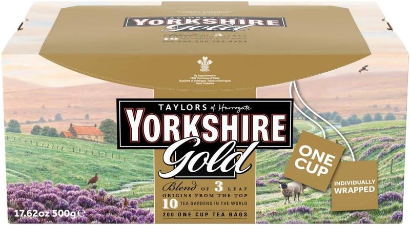 Taylors of Harrogate Yorkshire Gold Wrapped Tea Bags, 200 Count - Image 1