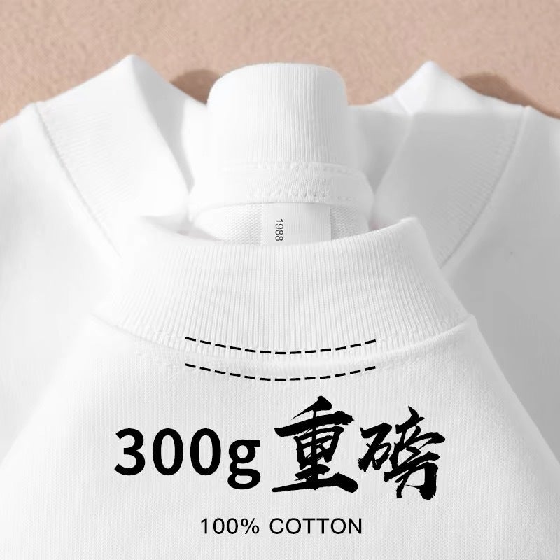 Senior Gray 300G Heavy Short Sleeve T-Shirt Summer Men'S And Women'S Fashion Brand Half Sleeve Oversize American Base Shirt - Image 2