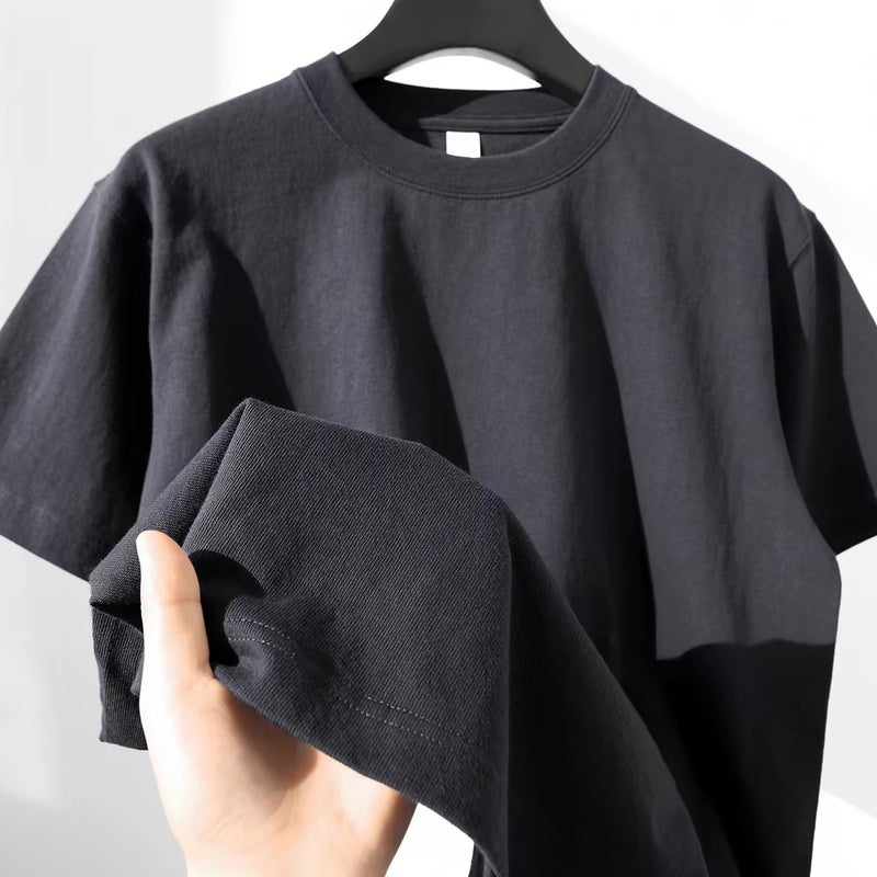 Senior Gray 300G Heavy Short Sleeve T-Shirt Summer Men'S And Women'S Fashion Brand Half Sleeve Oversize American Base Shirt - Image 5