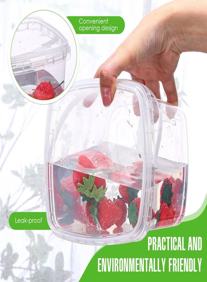 Menkxi 15 Pcs 68 oz Deli Containers with Lids and Handles Square Clear Plastic Food Storage Containers Reusable Freezer Jars for Food Storage Meal Prep Freezer Microwave Safe - Image 4