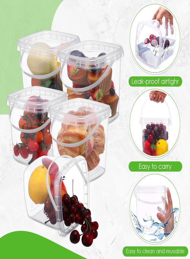 Menkxi 15 Pcs 68 oz Deli Containers with Lids and Handles Square Clear Plastic Food Storage Containers Reusable Freezer Jars for Food Storage Meal Prep Freezer Microwave Safe - Image 3