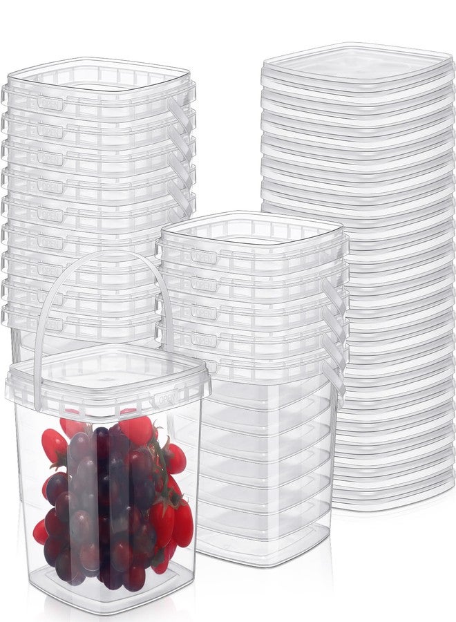 Menkxi 15 Pcs 68 oz Deli Containers with Lids and Handles Square Clear Plastic Food Storage Containers Reusable Freezer Jars for Food Storage Meal Prep Freezer Microwave Safe - Image 1