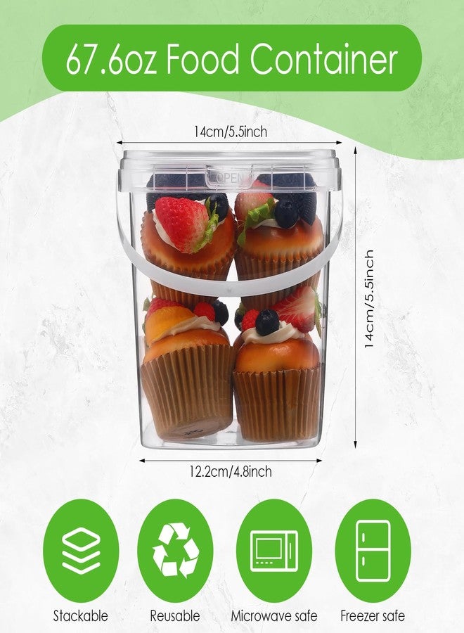 Menkxi 15 Pcs 68 oz Deli Containers with Lids and Handles Square Clear Plastic Food Storage Containers Reusable Freezer Jars for Food Storage Meal Prep Freezer Microwave Safe - Image 2