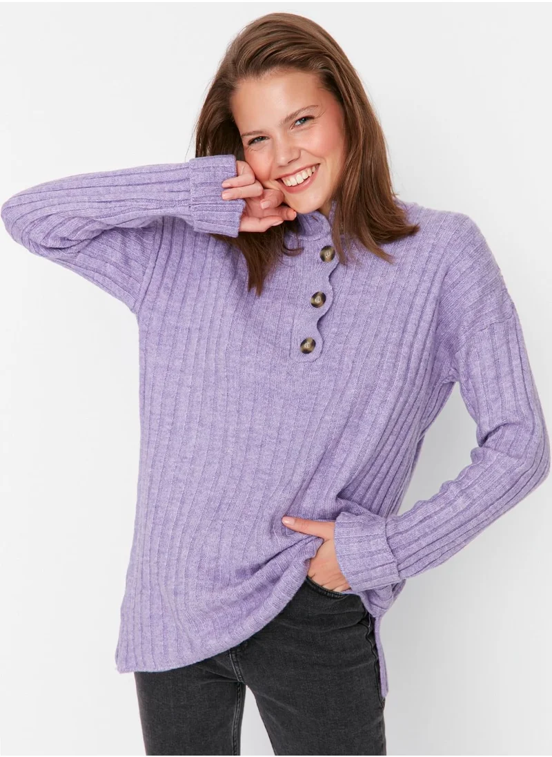 trendyol Button Detail Ribbed Sweater