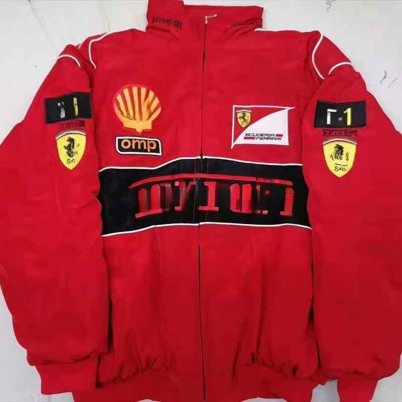 F1 Racing Suit, Full Style Embroidered Racing Suit, Preppy Style Retro Style Motorcycle Suit, Cycling Suit, Cotton Suit - Image 1