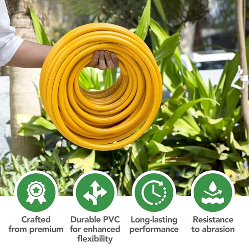 Sharpex 10 Meter 0.5 Inch Hose Pipe for garden | Heavy Duty Yellow Water Pipe Lightweight, Durable & Flexible | Hose with Clamps & Connector | Car Washing, Garden Pipe for Home, Outdoor-Indoor Use - Image 3