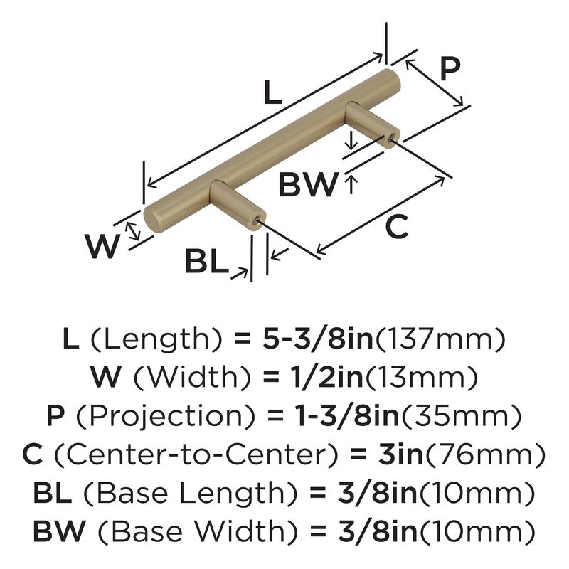 Amerock Bar Pulls 3 in (76 mm) Center-to-Center Golden Champagne Cabinet Pull - 10 Pack - Image 5