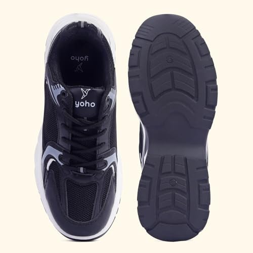 YOHO Chonks Women’s Sporty Comfortable Chunky Sneakers | Carbon Black - UK 8 - Image 5