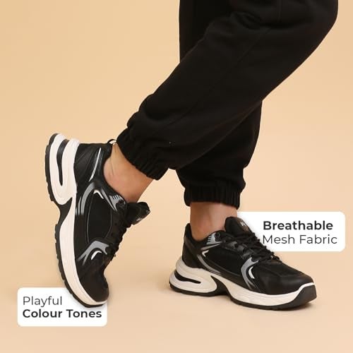 YOHO Chonks Women’s Sporty Comfortable Chunky Sneakers | Carbon Black - UK 8 - Image 3