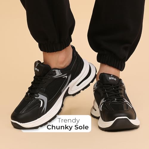 YOHO Chonks Women’s Sporty Comfortable Chunky Sneakers | Carbon Black - UK 8 - Image 2