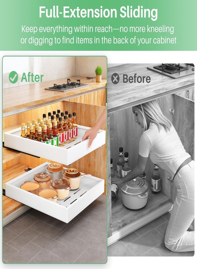 Kitstorack Pull Out Cabinet Organizer Fixed With Adhesive Nano Film,Heavy Duty Storage and Organization Slide Out Pantry Shelves,No Drill,Sliding Drawer for Kitchen Cabinet Storage,12"W x 16.9"D x 3.1"H(1PC) - Image 3