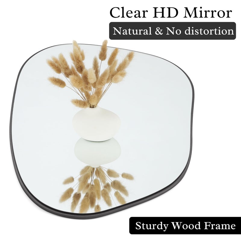 PERFNIQUE Irregular Wall Mirror Asymmetrical Mirror, 32''x24'' Black Mirror for Bathroom Bedroom Living Room Entryway, Decorative Modern Wall Decor, Wall Mounted (Black, 32''x24'') - Image 4