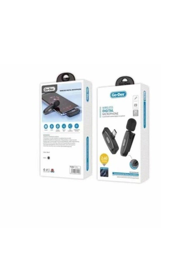 GO-DES Wireless Lavalier Microphone System for Content Creation, Black - Image 1