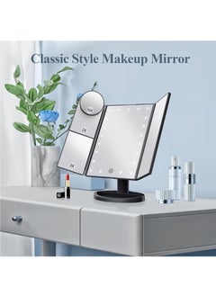 Arabest Makeup Mirror Vanity Mirror with Lights, Lighted Makeup Mirror with 2X 3X 10X Magnification, LED Trifold Compact Mirror, Touch Dimming Light Up Mirror, Dual Power Supply, Gifts for Women (Black)  - Image 2