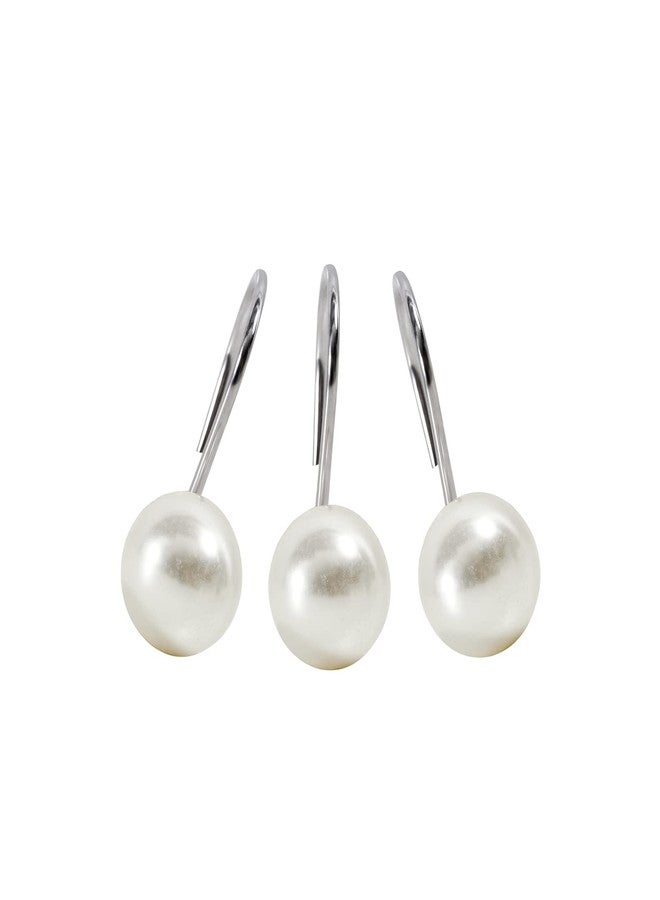 Estmy Elegant Pearl Decorative Shower Curtain Hooks Rings 12PCS, Ivory Artifical Pearl and Rustproof Metal Unique Cute Shower Hooks for Country Farmhouse Shabby Chic Shower Curtain Bathroom Decor - Image 1