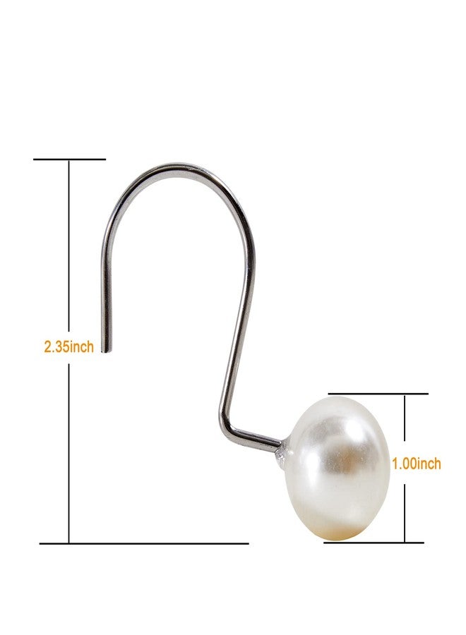 Estmy Elegant Pearl Decorative Shower Curtain Hooks Rings 12PCS, Ivory Artifical Pearl and Rustproof Metal Unique Cute Shower Hooks for Country Farmhouse Shabby Chic Shower Curtain Bathroom Decor - Image 4