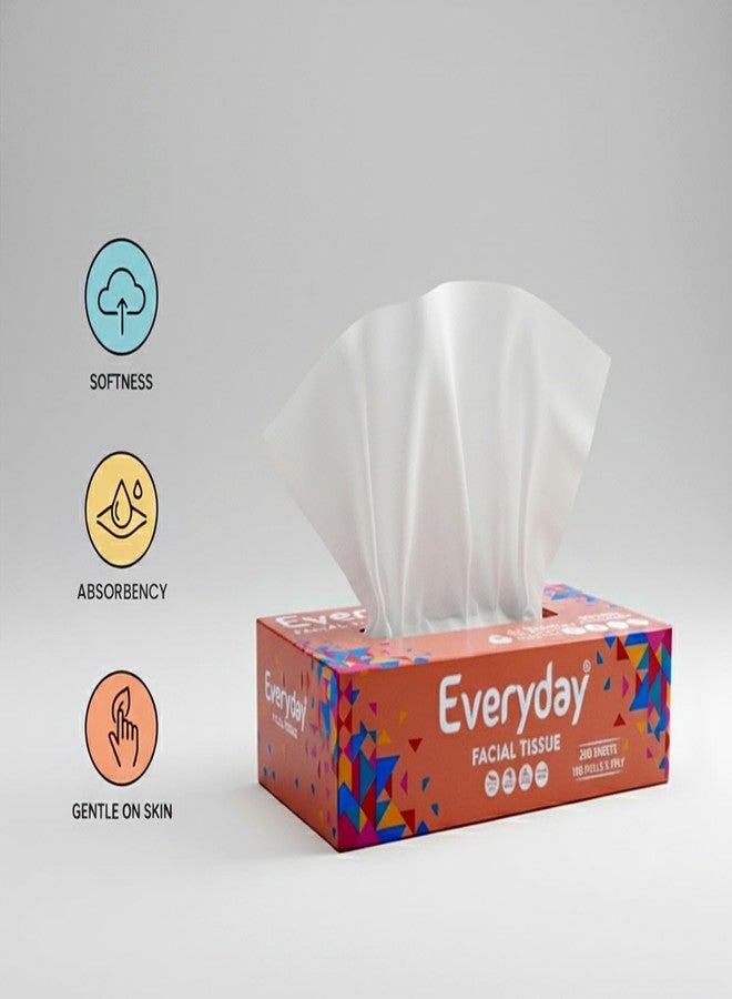 Everyday Soft face tissue | 2 Ply virgin Face Tissue 100 Pulls/Box Pack of 5 | 100 Tissue/Box X 5 = 500 Tissues| For Car, House, makeup and more! - Image 2