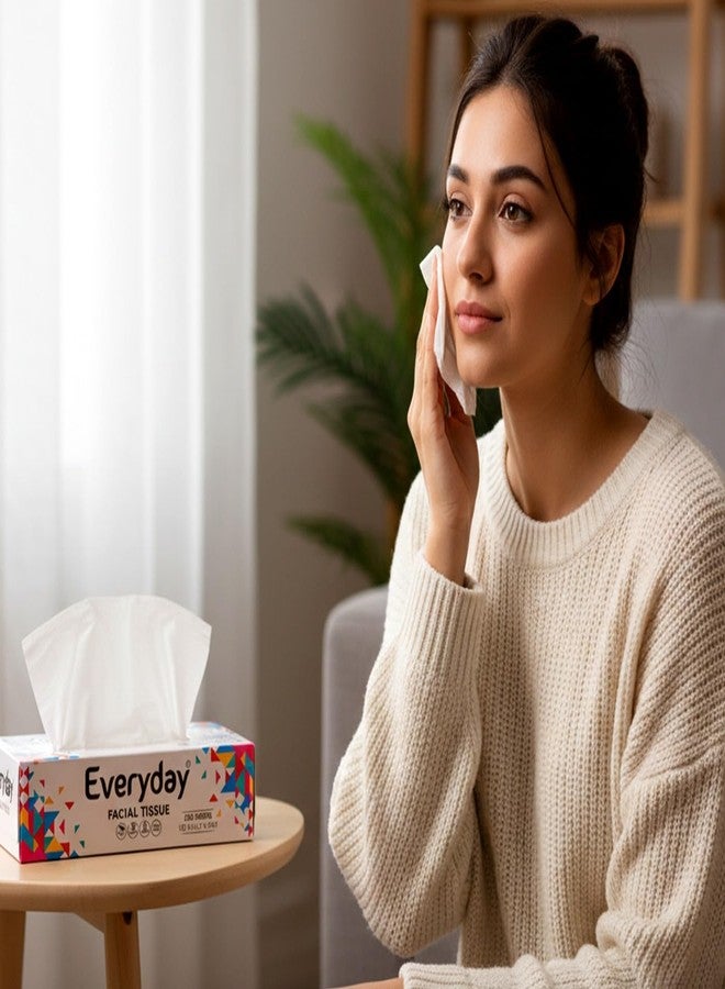 Everyday Soft face tissue | 2 Ply virgin Face Tissue 100 Pulls/Box Pack of 5 | 100 Tissue/Box X 5 = 500 Tissues| For Car, House, makeup and more! - Image 3