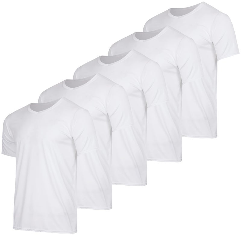 REALESSENTIALS Real Essentials Athletic V Neck Tshirt Shirts T-Shirts Men Quick Dry Fit Tops Dri Fit Short Sleeve Active Wear Training Exercise Fitness Workout Shirt Tee Tees Gym Sports Top, Set 8, L, Pack of 5 - Image 1