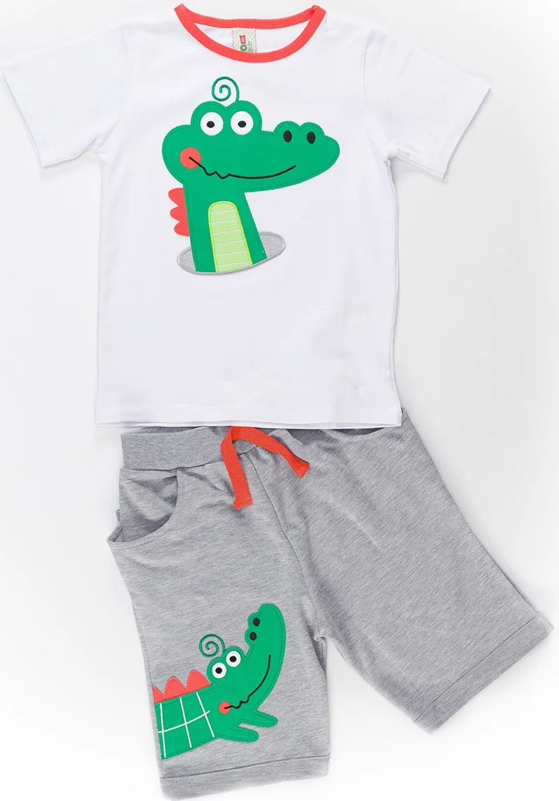 Denokids Crocodile Baggy Boy T-shirt Shorts Set
