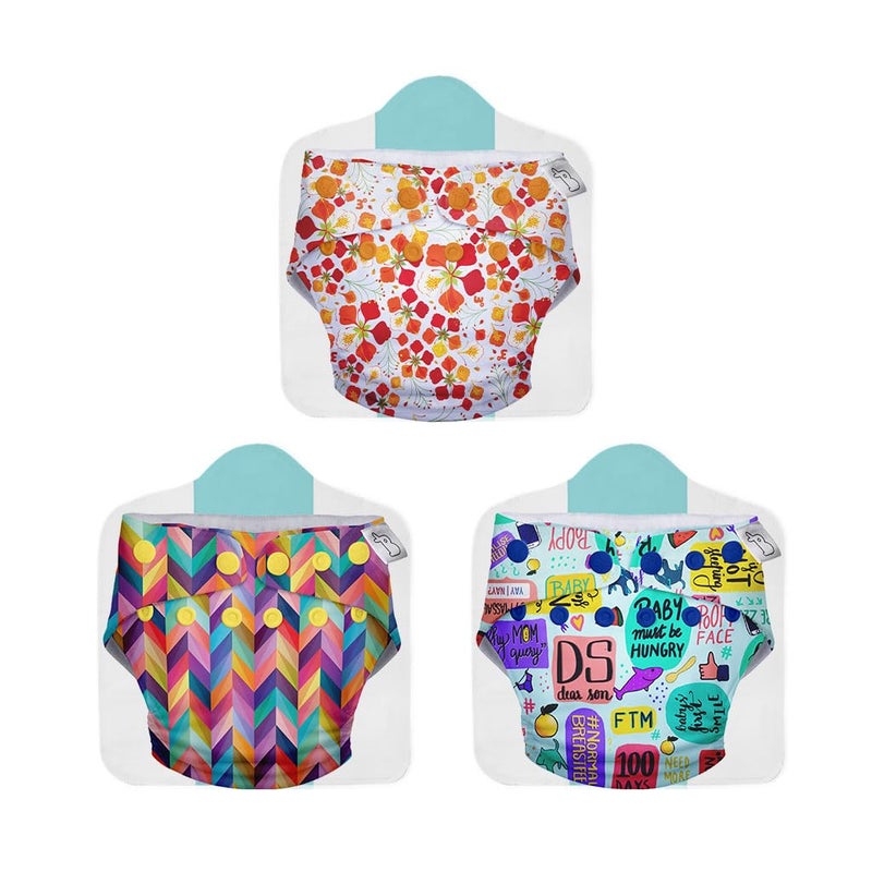 Superbottoms NEW UNO Freesize Cloth Diaper Set of 3| Cloth diaper for babies 3M to 3Y | Washable & Reusable cloth diaper | Comes with cloth diaper insert | 3 Diaper and 3 Organic cotton Soaker Option-cd21 - Image 1