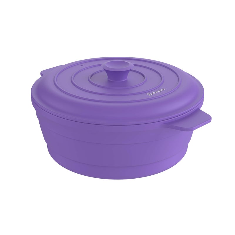 Bakerpan Silicone Microwave Steamer for Vegetables Air Fryer Pot with Lid Collapsible Silicone Steamer for Cooking 64 Fl oz Capacity