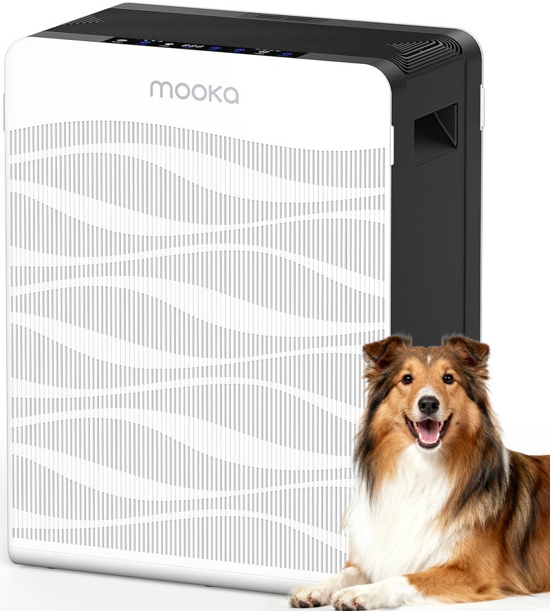 Mooka Air Purifier for Home Large Room 2800 FtÂ², MOOKA Double-Sided Air Purifiers for Home Pets with Washable Filters, PM2.5 Air Quality Monitor, Air Filter Cleaner for Bedroom, Dorm Room, Office - Image 1